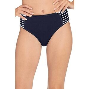 Robin Piccone Womens Navy/White Stripe Sailor Tab High Waist Bikini Bottom Large